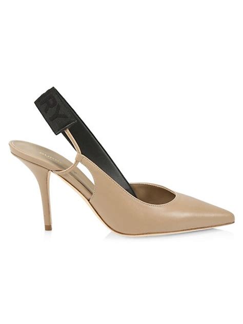 Shop Burberry Maria Leather Slingbacks 